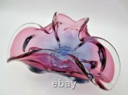 Freeform Sommerso Chribska Purple & Pink art glass bowl dish