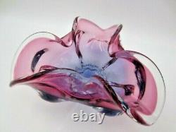 Freeform Sommerso Chribska Purple & Pink art glass bowl dish