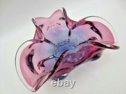 Freeform Sommerso Chribska Purple & Pink art glass bowl dish