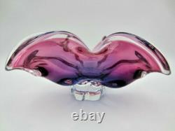Freeform Sommerso Chribska Purple & Pink art glass bowl dish