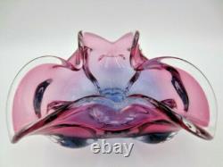 Freeform Sommerso Chribska Purple & Pink art glass bowl dish