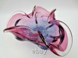 Freeform Sommerso Chribska Purple & Pink art glass bowl dish