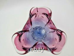 Freeform Sommerso Chribska Purple & Pink art glass bowl dish
