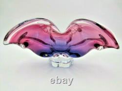 Freeform Sommerso Chribska Purple & Pink art glass bowl dish