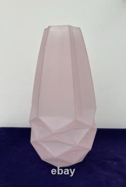 French Art Deco Pink Frosted Glass Vase (14)