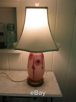 French Cameo Art Glass Table Lamp Signed Legras