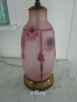 French Cameo Art Glass Table Lamp Signed Legras