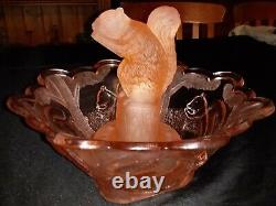 Frosted Pink Squirrel Art Deco Float Bowl Made by Sowerby Glass Works