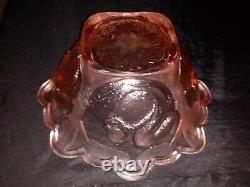 Frosted Pink Squirrel Art Deco Float Bowl Made by Sowerby Glass Works