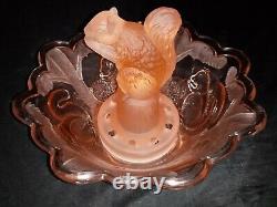 Frosted Pink Squirrel Art Deco Float Bowl Made by Sowerby Glass Works