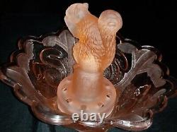 Frosted Pink Squirrel Art Deco Float Bowl Made by Sowerby Glass Works