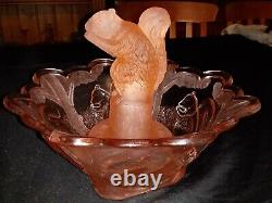 Frosted Pink Squirrel Art Deco Float Bowl Made by Sowerby Glass Works