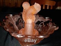 Frosted Pink Squirrel Art Deco Float Bowl Made by Sowerby Glass Works