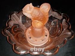 Frosted Pink Squirrel Art Deco Float Bowl Made by Sowerby Glass Works
