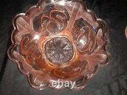 Frosted Pink Squirrel Art Deco Float Bowl Made by Sowerby Glass Works