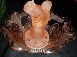 Frosted Pink Squirrel Art Deco Float Bowl Made by Sowerby Glass Works