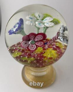 GALLIANO FERRO (Attr.) Murano Magnum Pink Floral Paperweight AND Floral Pedestal