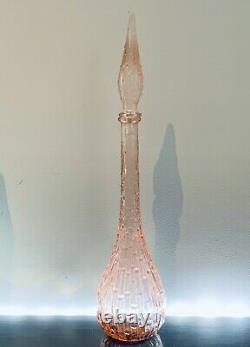 Genie Bottle Italian Glass Pink / Apricot MCM Retro Italian Carafe