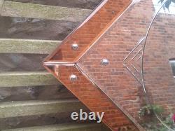 Genuine Art Deco Geometric Peach Pink Champagne Glass Etched Mirror FREE UK P&P