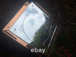 Genuine Art Deco Geometric Peach Pink Champagne Glass Etched Mirror FREE UK P&P
