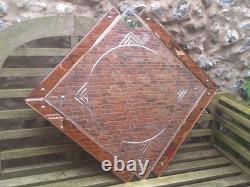 Genuine Art Deco Geometric Peach Pink Champagne Glass Etched Mirror FREE UK P&P