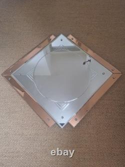 Genuine Art Deco Geometric Peach Pink Champagne Glass Etched Mirror FREE UK P&P