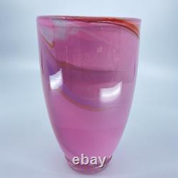 Gerry Reilly Art Glass Vase Handblown Pink Tone Swirl Melting Pot Glass WA Signd