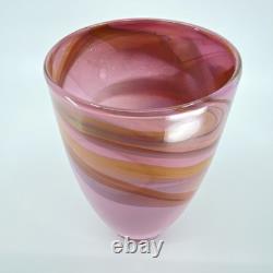 Gerry Reilly Art Glass Vase Handblown Pink Tone Swirl Melting Pot Glass WA Signd