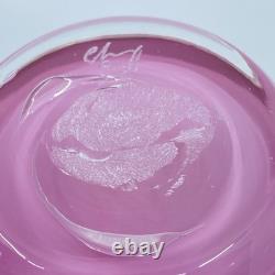 Gerry Reilly Art Glass Vase Handblown Pink Tone Swirl Melting Pot Glass WA Signd