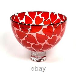 Gillies Jones Small Footed Bowl Red Heart Design With clear Glass