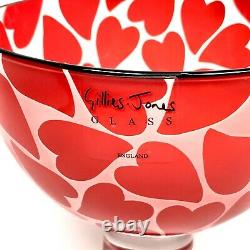 Gillies Jones Small Footed Bowl Red Heart Design With clear Glass