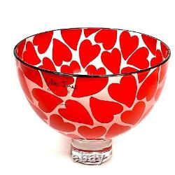Gillies Jones Small Footed Bowl Red Heart Design With clear Glass
