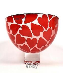 Gillies Jones Small Footed Bowl Red Heart Design With clear Glass