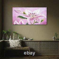 Glass Print 100x50 Painting Floral Flowers Plants Leaves Wall Art Home Decor
