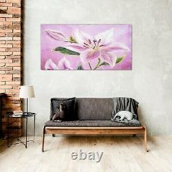 Glass Print 100x50 Painting Floral Flowers Plants Leaves Wall Art Home Decor