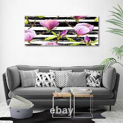 Glass Print Wall Art Image Picture 125x50cm Magnolia stripes