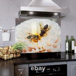 Glass Splashback Kitchen Cooker Tile Panel Wall ANY SIZE Flower Bees Nature Zoom
