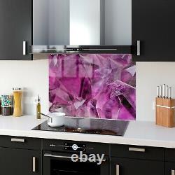 Glass Splashback Kitchen Tile Cooker Panel ANY SIZE Crystal Fractal Purples 0384