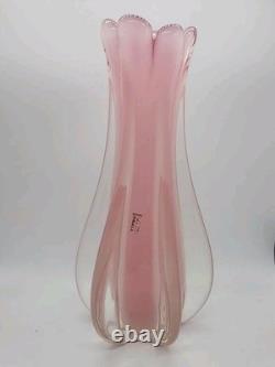Glass Vase Murano Oball Design Bordeaux. Transparent Pink Italian RARE! Heavy