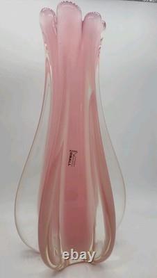 Glass Vase Murano Oball Design Bordeaux. Transparent Pink Italian RARE! Heavy
