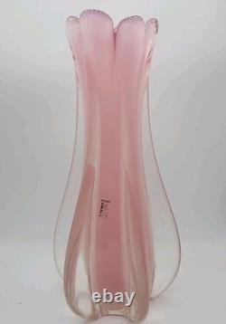 Glass Vase Murano Oball Design Bordeaux. Transparent Pink Italian RARE! Heavy