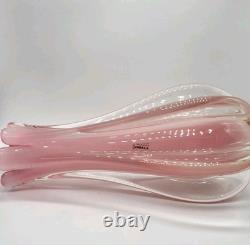 Glass Vase Murano Oball Design Bordeaux. Transparent Pink Italian RARE! Heavy