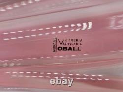 Glass Vase Murano Oball Design Bordeaux. Transparent Pink Italian RARE! Heavy