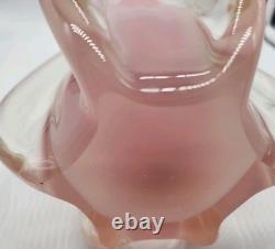 Glass Vase Murano Oball Design Bordeaux. Transparent Pink Italian RARE! Heavy