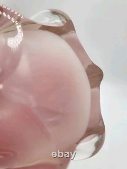 Glass Vase Murano Oball Design Bordeaux. Transparent Pink Italian RARE! Heavy