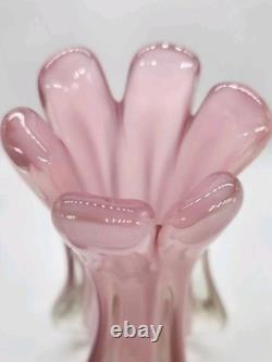 Glass Vase Murano Oball Design Bordeaux. Transparent Pink Italian RARE! Heavy