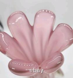 Glass Vase Murano Oball Design Bordeaux. Transparent Pink Italian RARE! Heavy