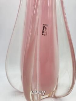 Glass Vase Murano Oball Design Bordeaux. Transparent Pink Italian RARE! Heavy