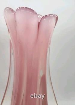 Glass Vase Murano Oball Design Bordeaux. Transparent Pink Italian RARE! Heavy