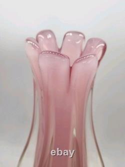 Glass Vase Murano Oball Design Bordeaux. Transparent Pink Italian RARE! Heavy